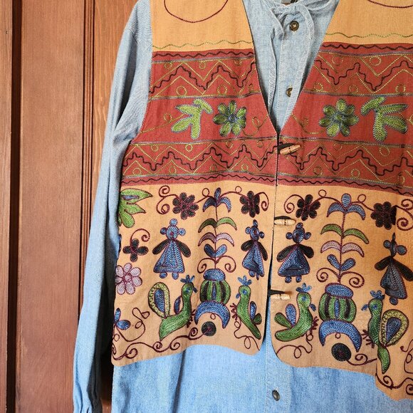 Vintage Liz Wear Button Down and Embroidered Vest Set - Picture 2 of 14